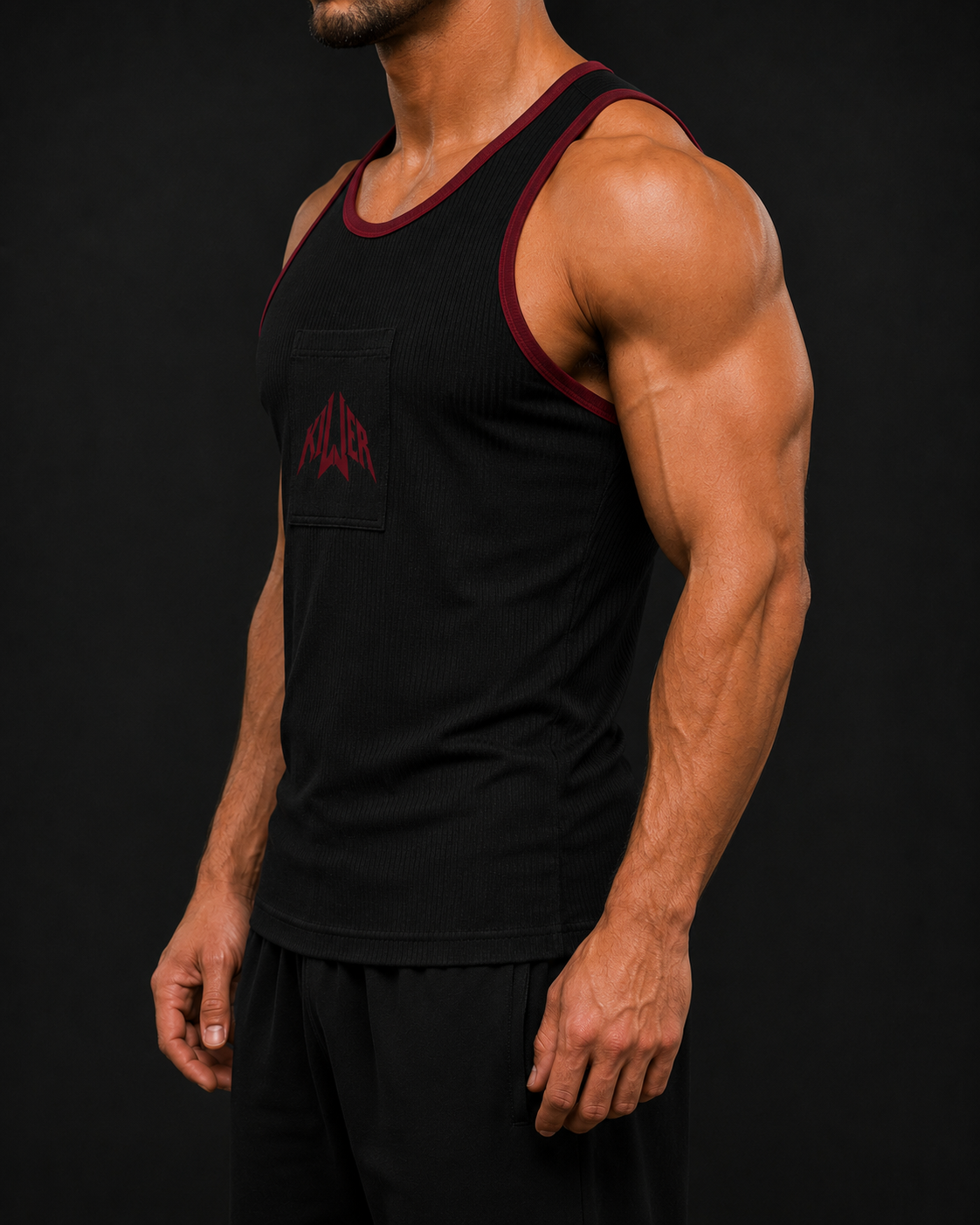 KILLER Tank Top - Black / Carmine Red