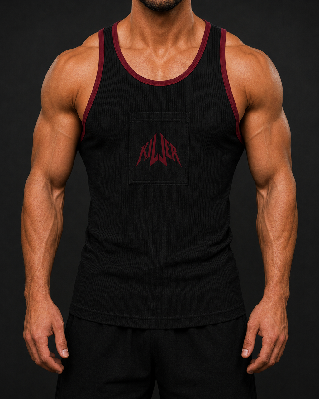 KILLER Tank Top - Black / Carmine Red