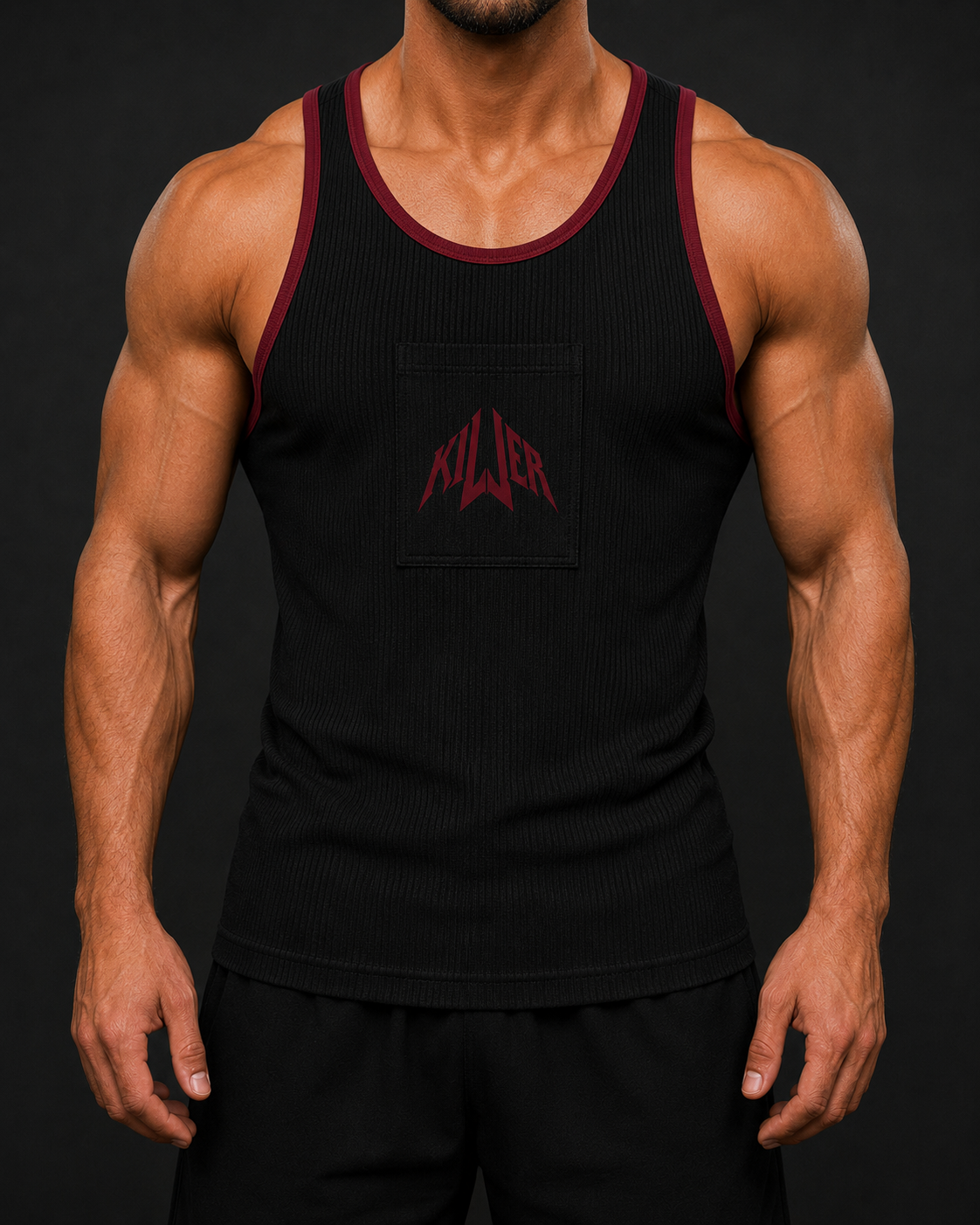 KILLER Tank Top - Black / Carmine Red